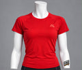 Montirex womens Red Logo Crew Neck Raglan Sleeve Activewear T-Shirt Size M