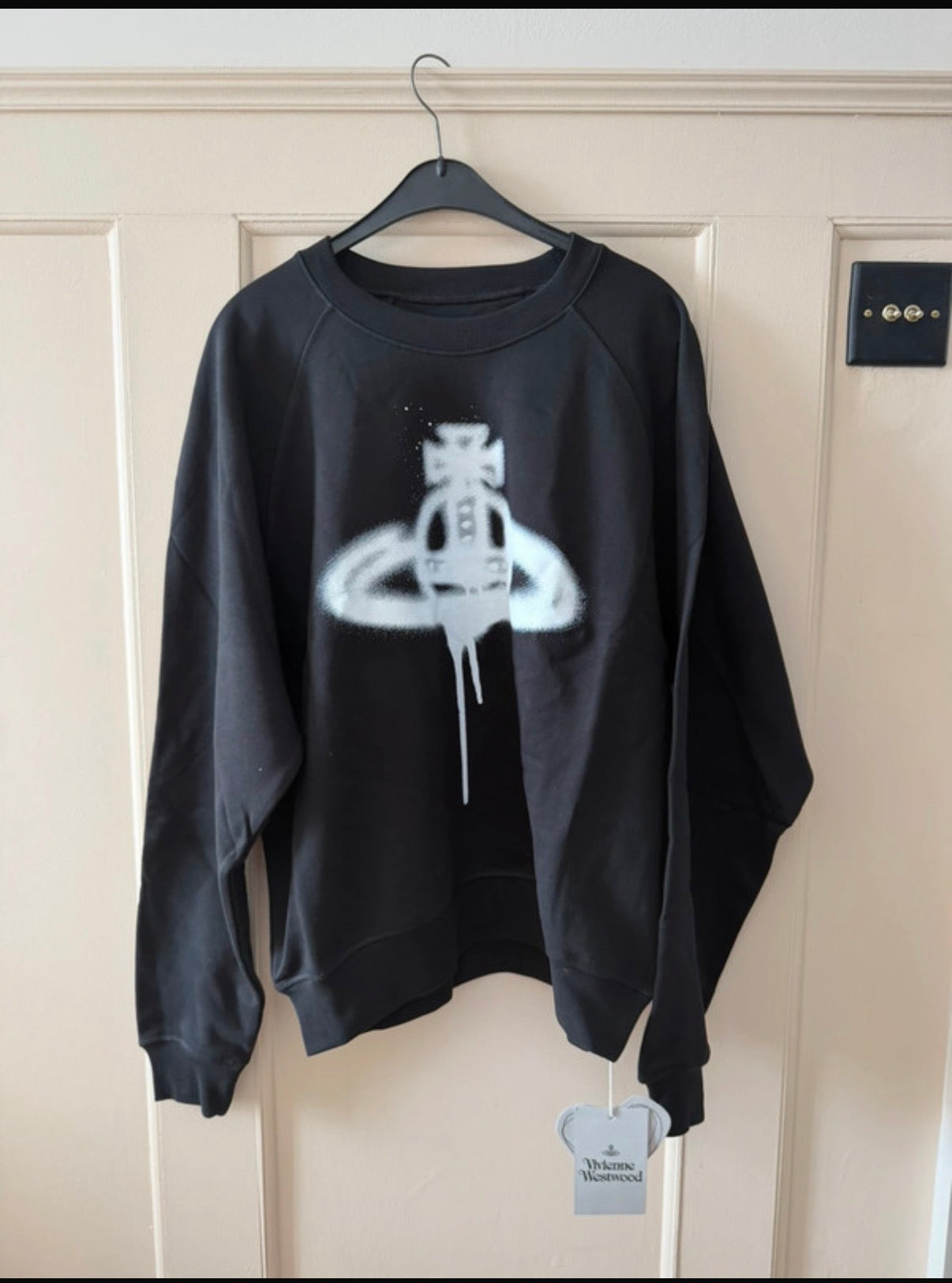 Vivienne Westwood Black Orb Logo Graphic Print Crew Neck Raglan Sweatshirt M