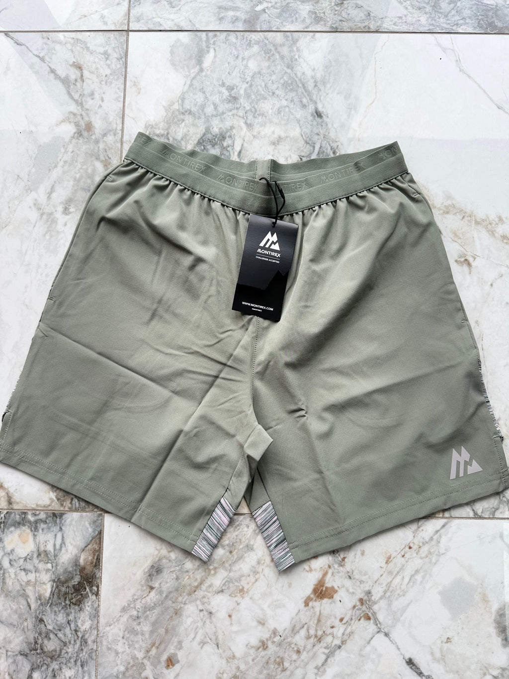 Montirex Men's Green Athletic Shorts S Elastic Waist 5in Leg Gym & Training
