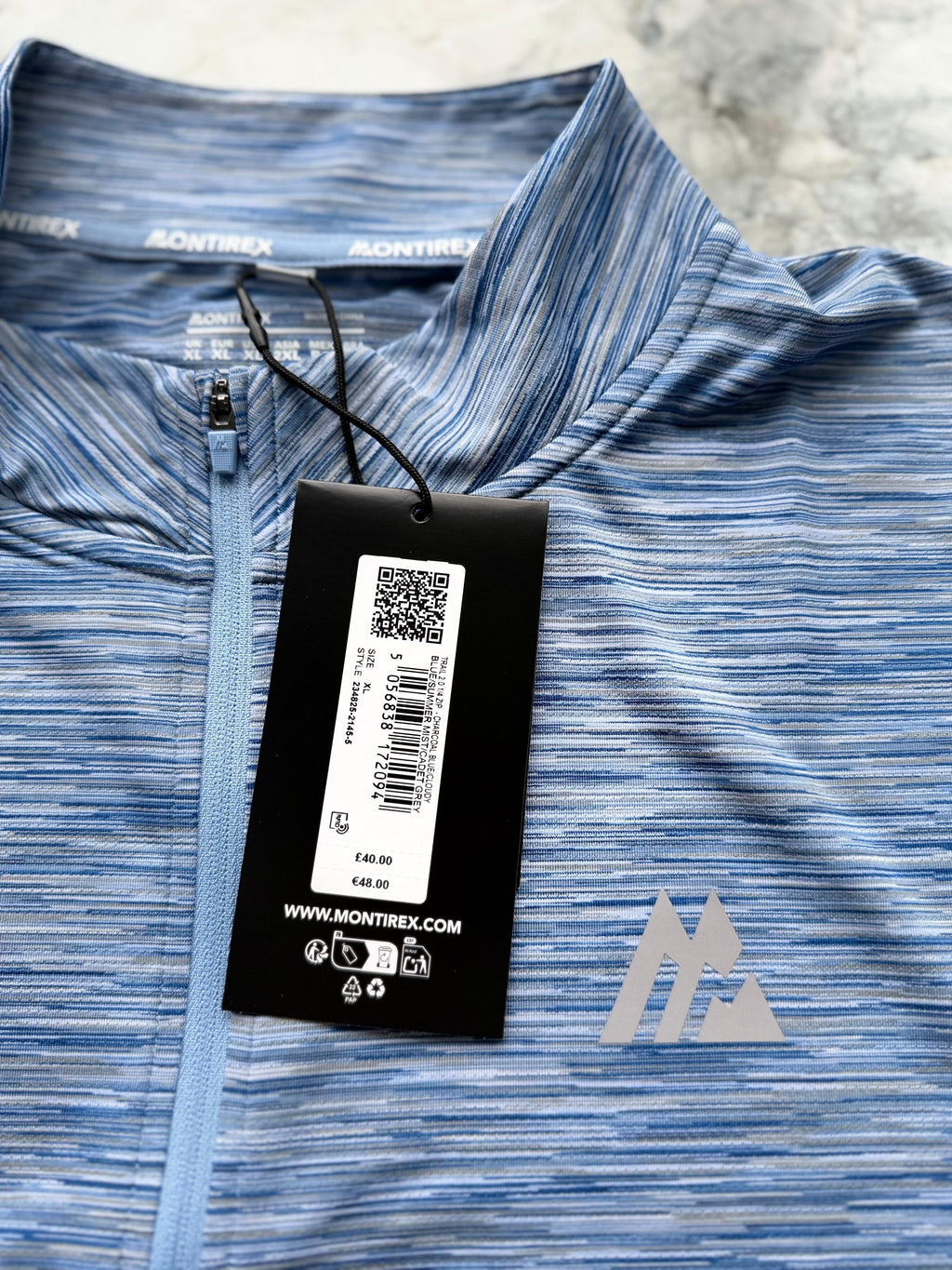 Montirex Trail 2.0 Men's Blue/Grey Polyester 1/4 Zip Mock Neck Top XL
