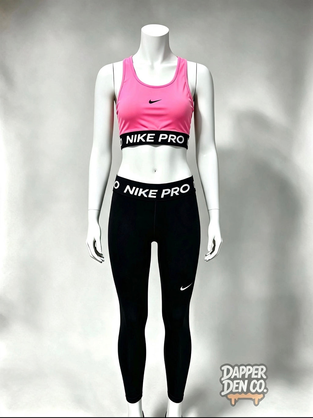 Nike Pro Dri-FIT Women's Pink Crop Top & Black Ankle Mesh Leggings Size S