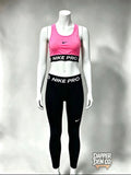 Nike Pro Dri-FIT Women's Pink Crop Top & Black Ankle Mesh Leggings Size S