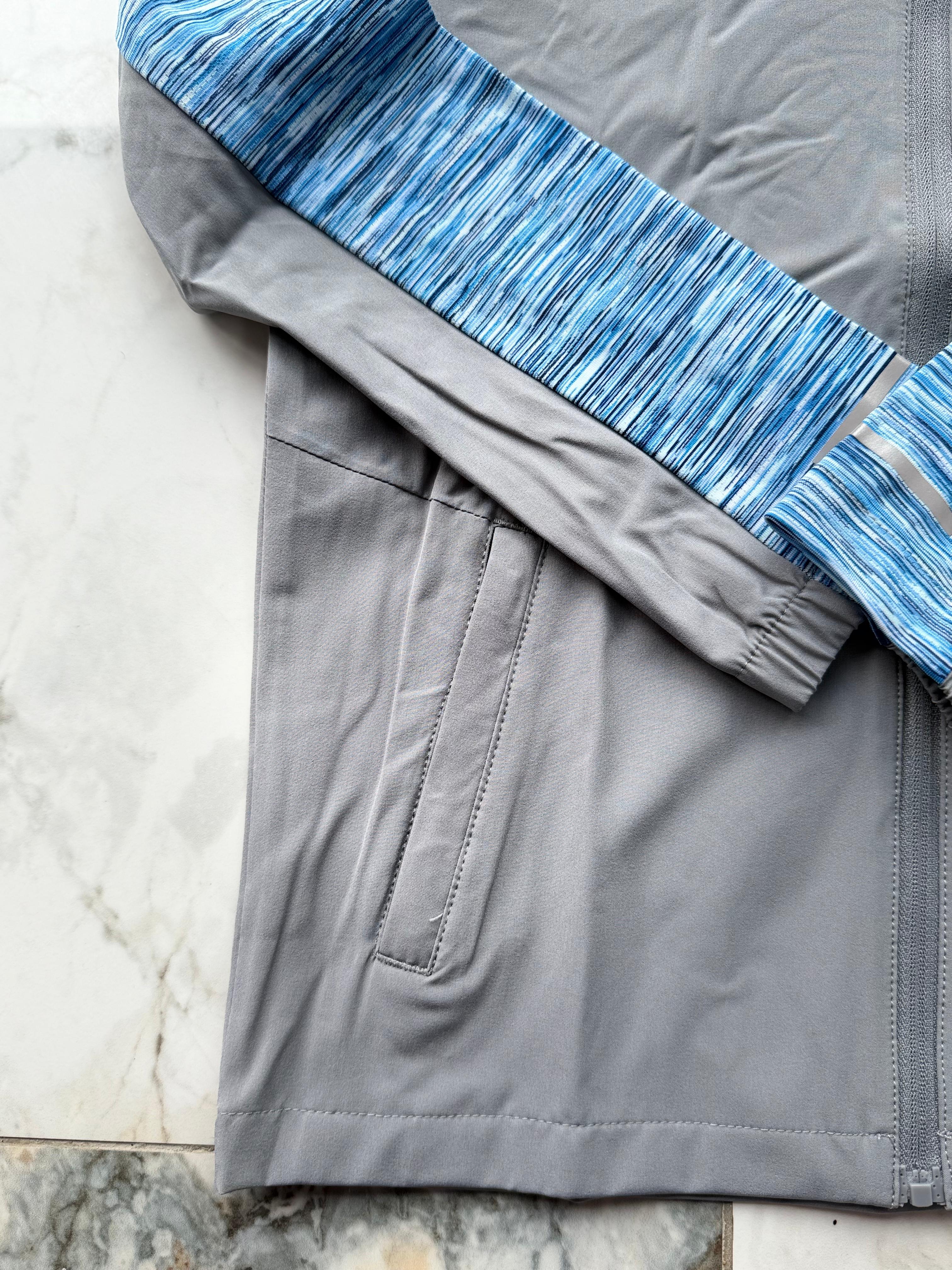 Montirex BOYS B Trail Hooded Full Zip Windbreaker Jacket Blue/Grey XS