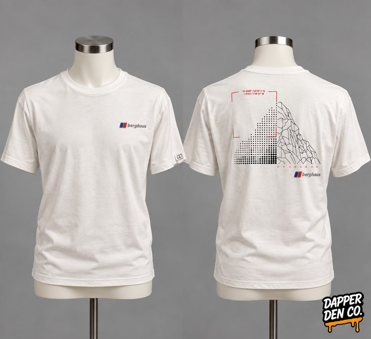 Berghaus Men’s Mount Diagram Tee AM White Graphic Logo Crew Neck T-Shirt L