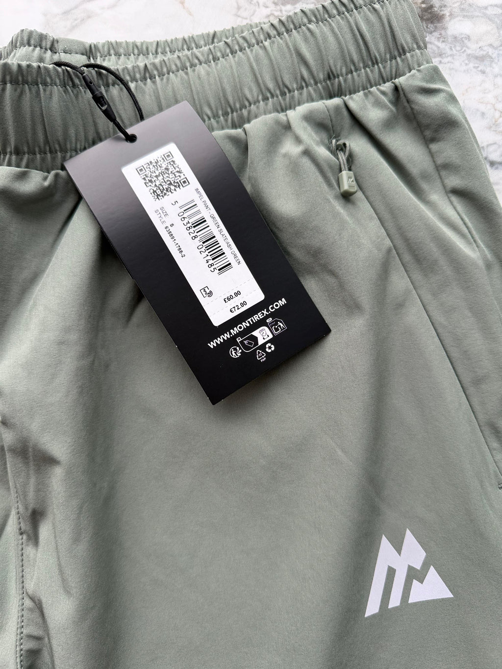 Montirex Trail Pant Men's Green Jogger Trousers Zip Pockets Drawstring Size S