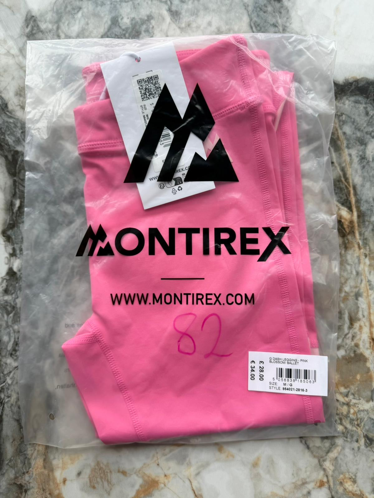 Montirex Girls Pink Colourblock Ankle Leggings Stretch Gym Training Size M