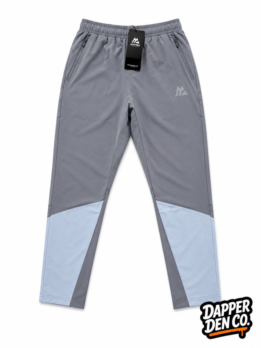 Montirex Men's Grey/Light Blue Polyester Track Pants Pockets MENS XS