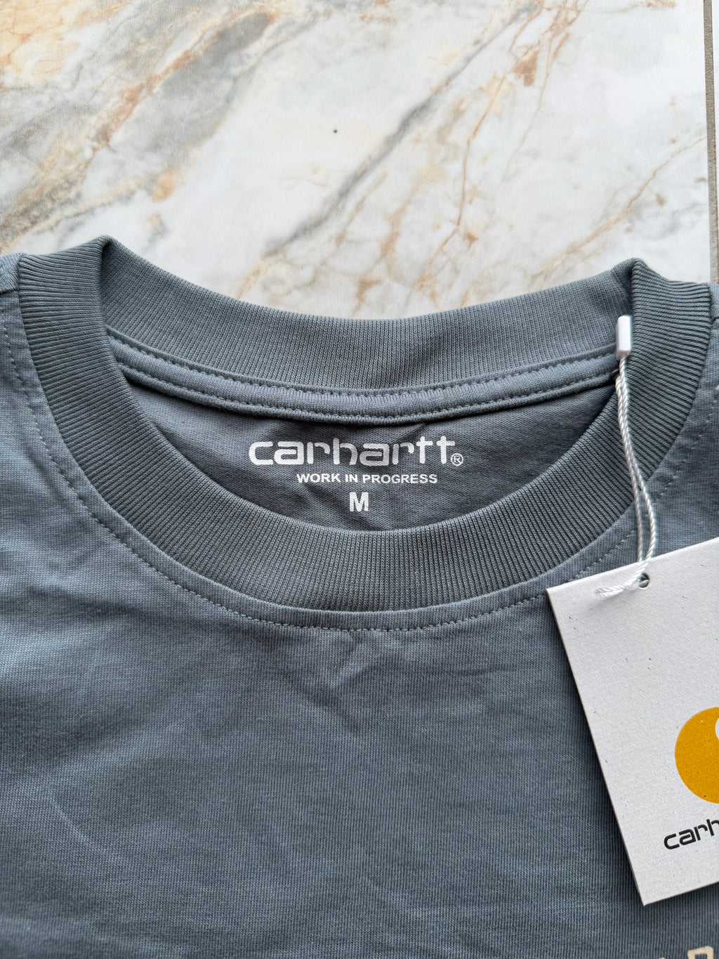 Carhartt WIP Men’s Grey Logo Graphic Print Crew Neck Cotton T-Shirt M