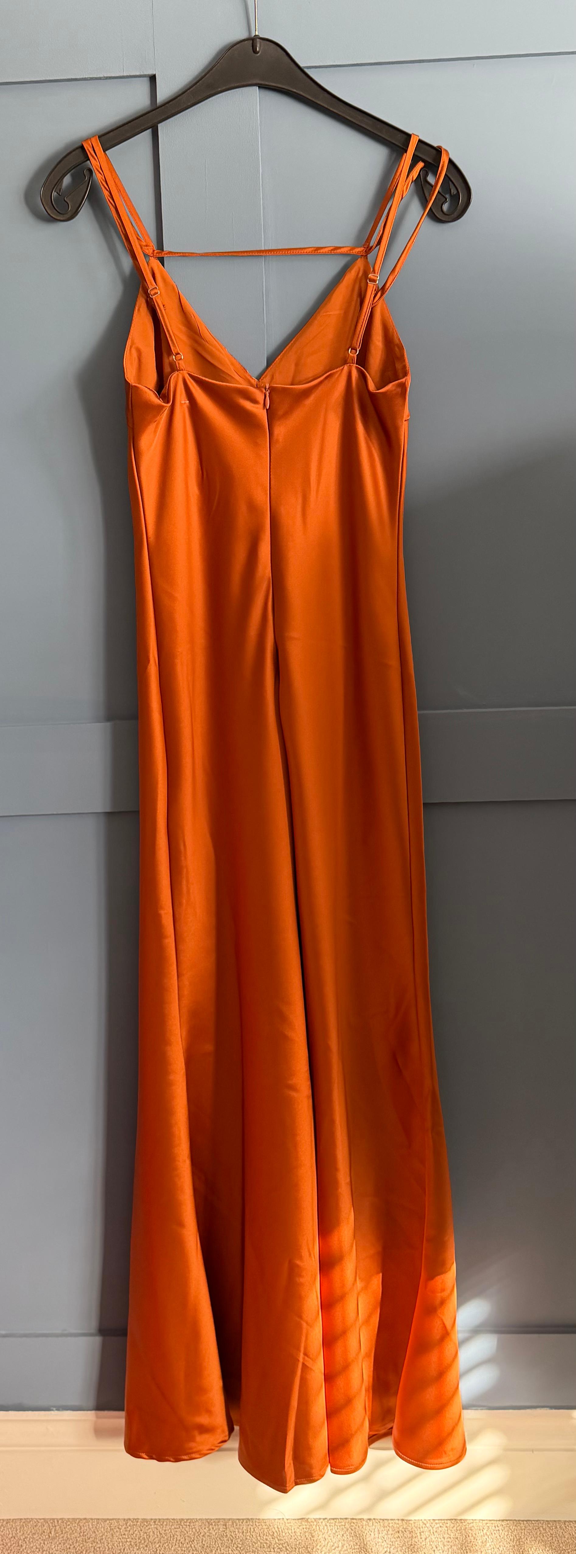 Boohoo Burnt orange Satin Dress size 10