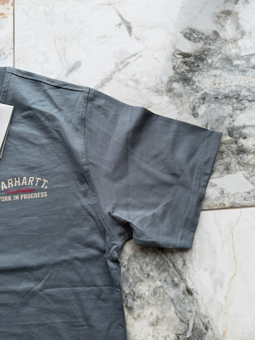 Carhartt WIP Men’s Grey Logo Graphic Print Crew Neck Cotton T-Shirt M