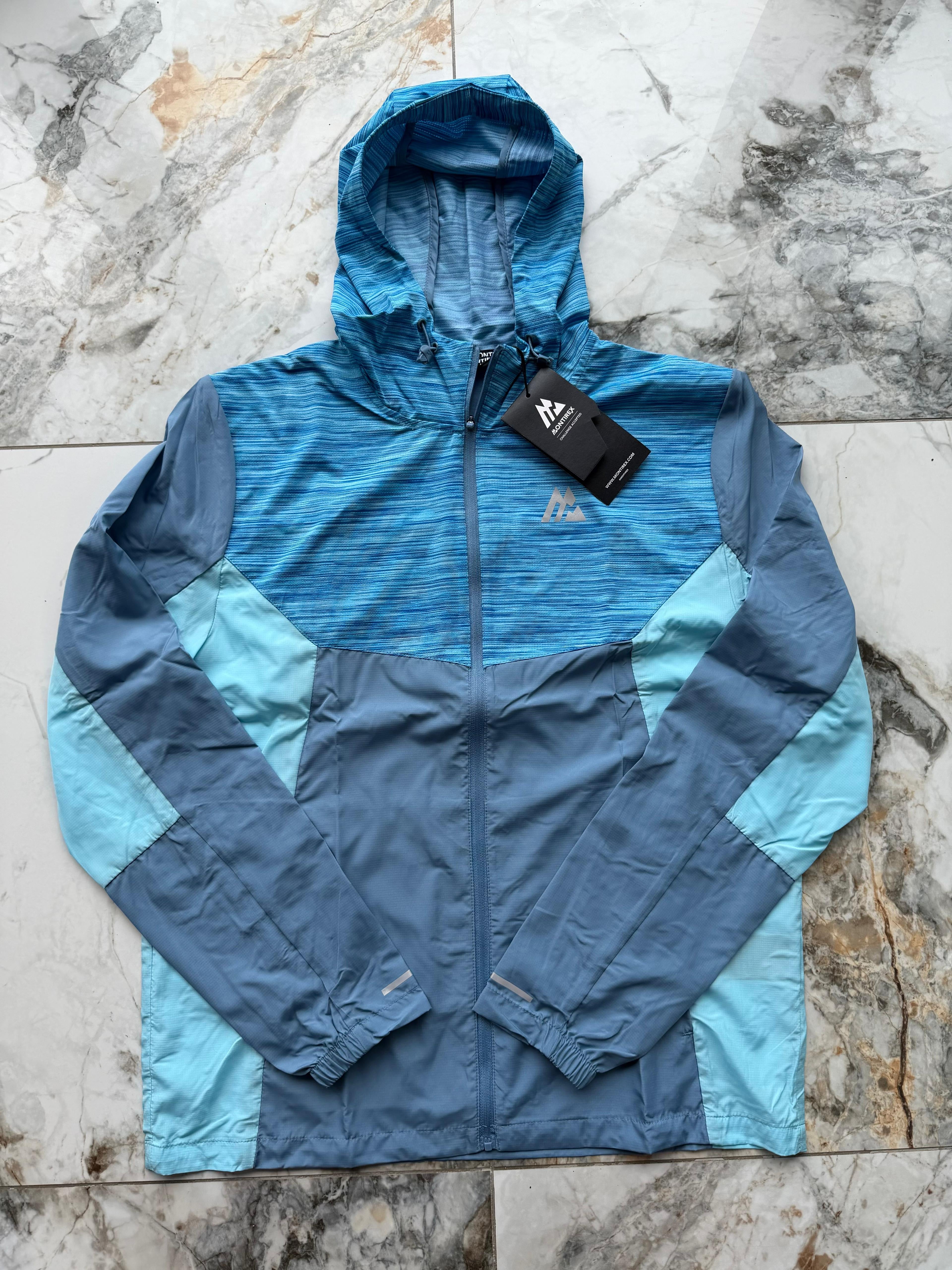 Montirex Trail 3.0 Men’s Hooded Full Zip Windbreaker Jacket Blue Size Medium