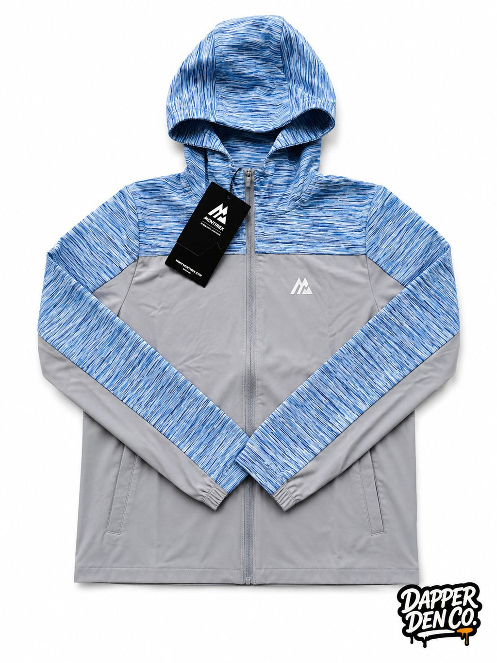Montirex BOYS B Trail Hooded Full Zip Windbreaker Jacket Blue/Grey XS