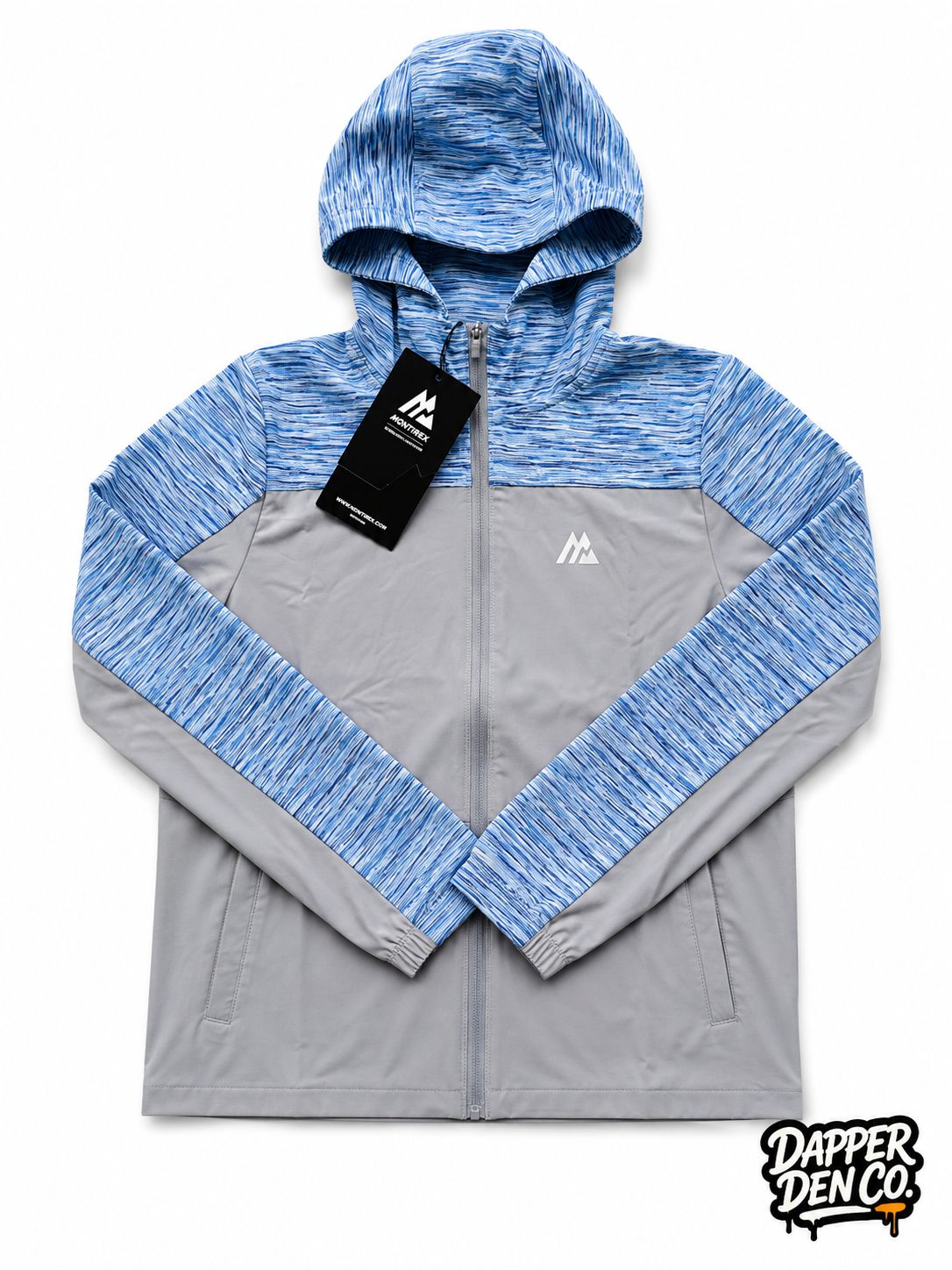Montirex BOYS B Trail Hooded Full Zip Windbreaker Jacket Blue/Grey XS