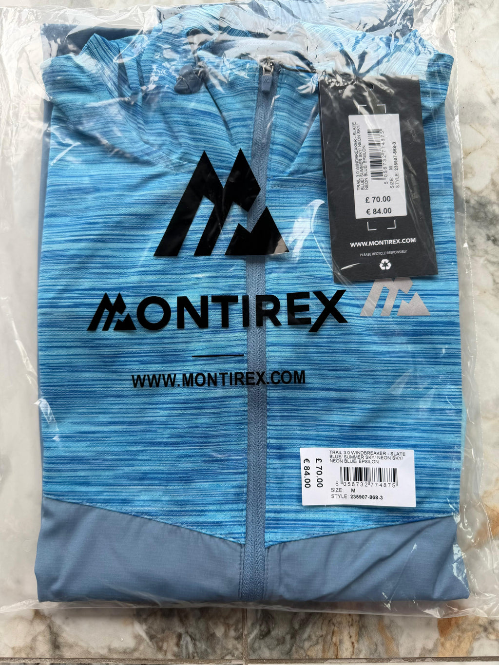 Montirex Trail 3.0 Men’s Hooded Full Zip Windbreaker Jacket Blue Size Medium
