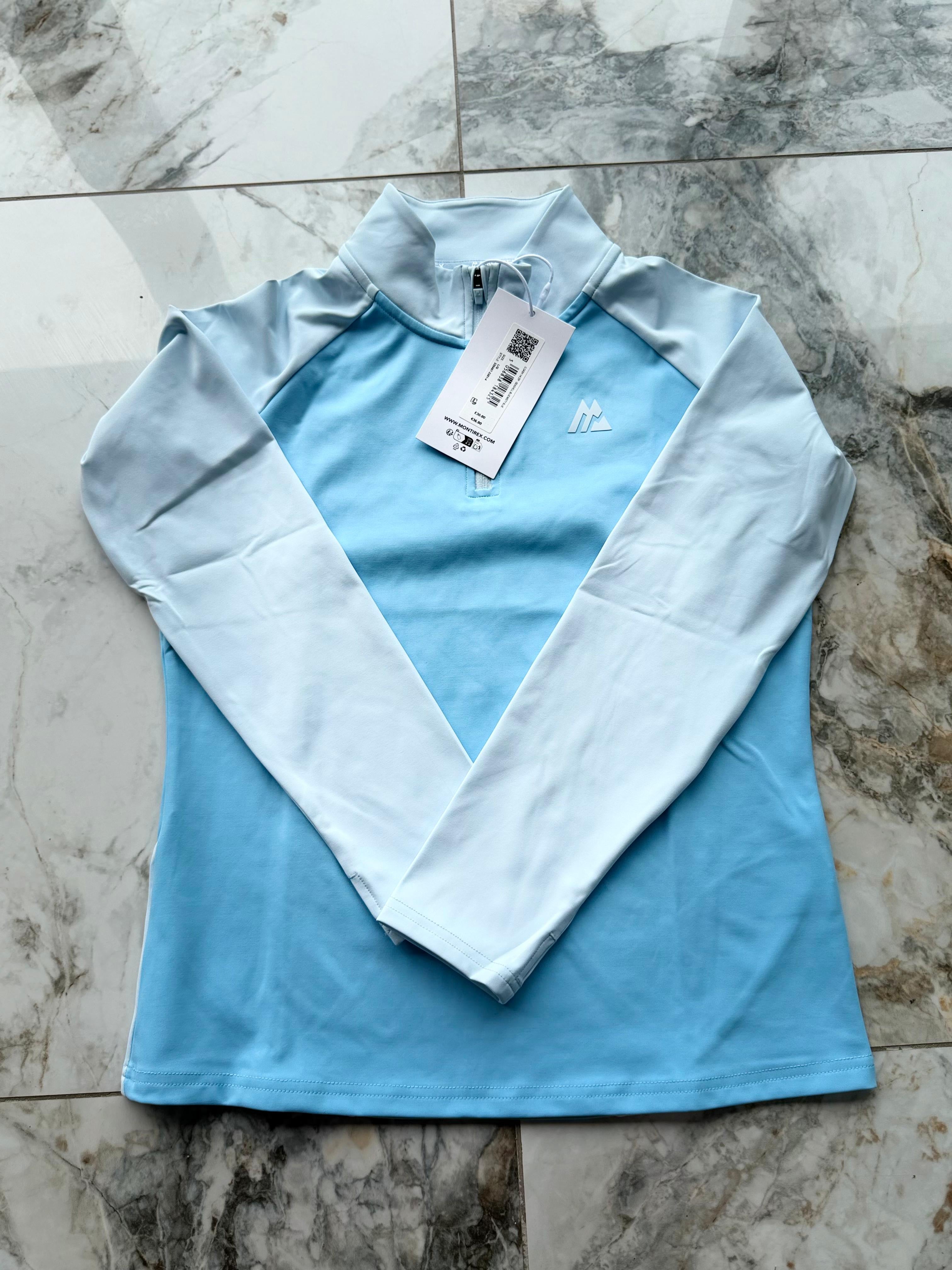 Montirex girls 1/4 Zip Collared Colourblock Activewear Top Blue Size L
