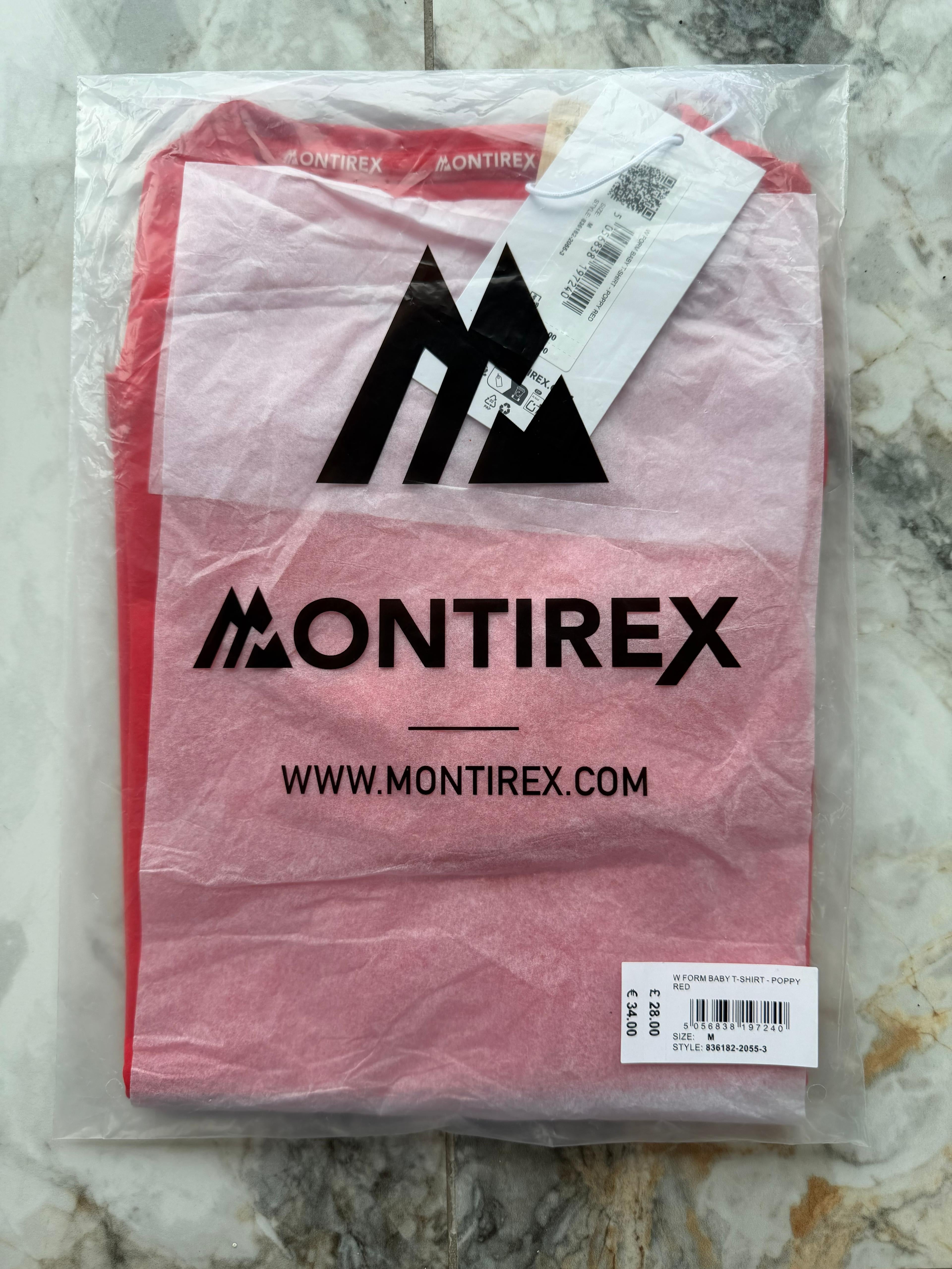 Montirex womens Red Logo Crew Neck Raglan Sleeve Activewear T-Shirt Size M