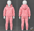Montirex Girls Pink Marbled Fleece Tracksuit Set Hoodie & Trousers 5-6Y