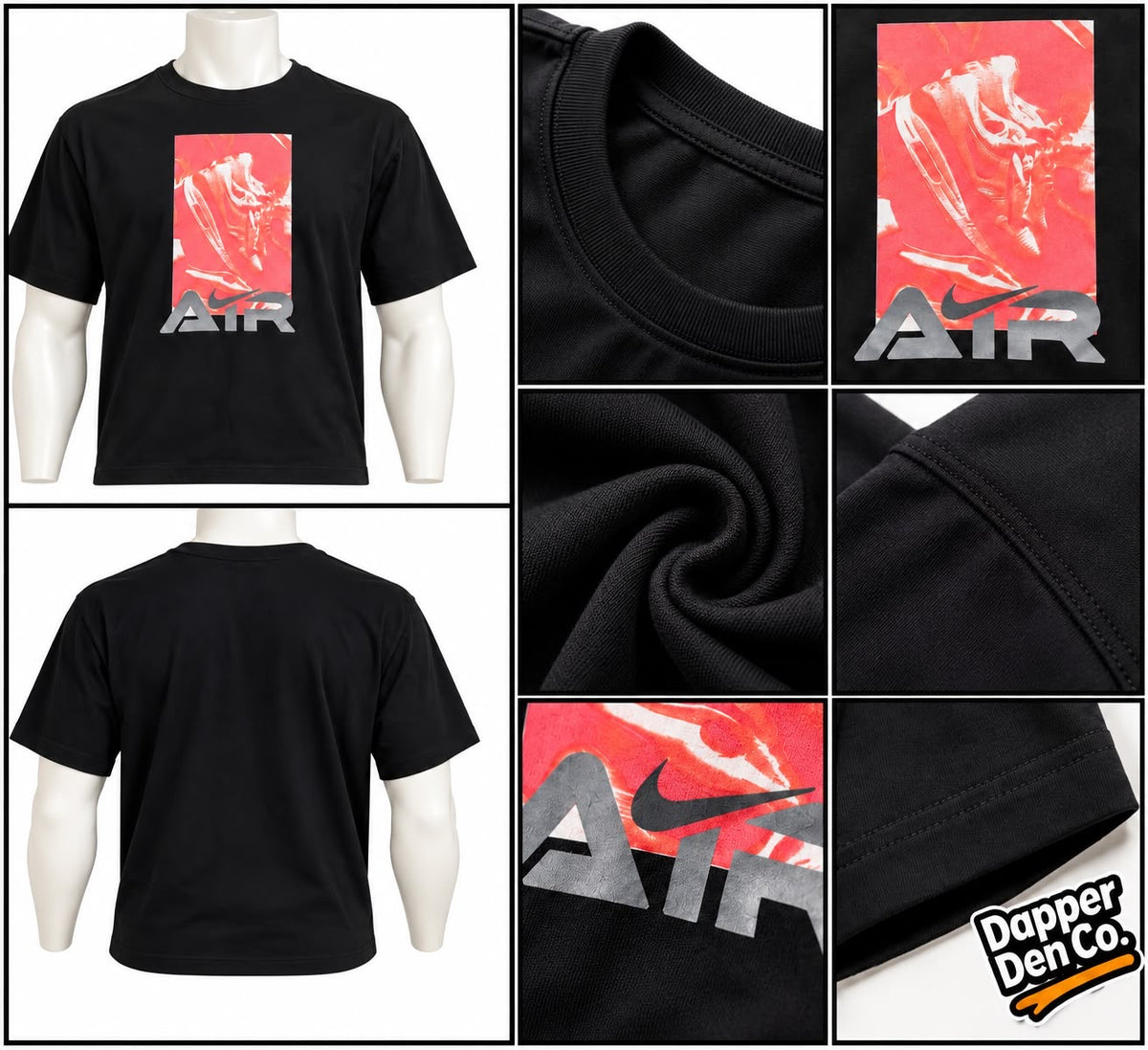 Nike Air Men’s Black Graphic Print Logo Crew Neck Short Sleeve T-Shirt L