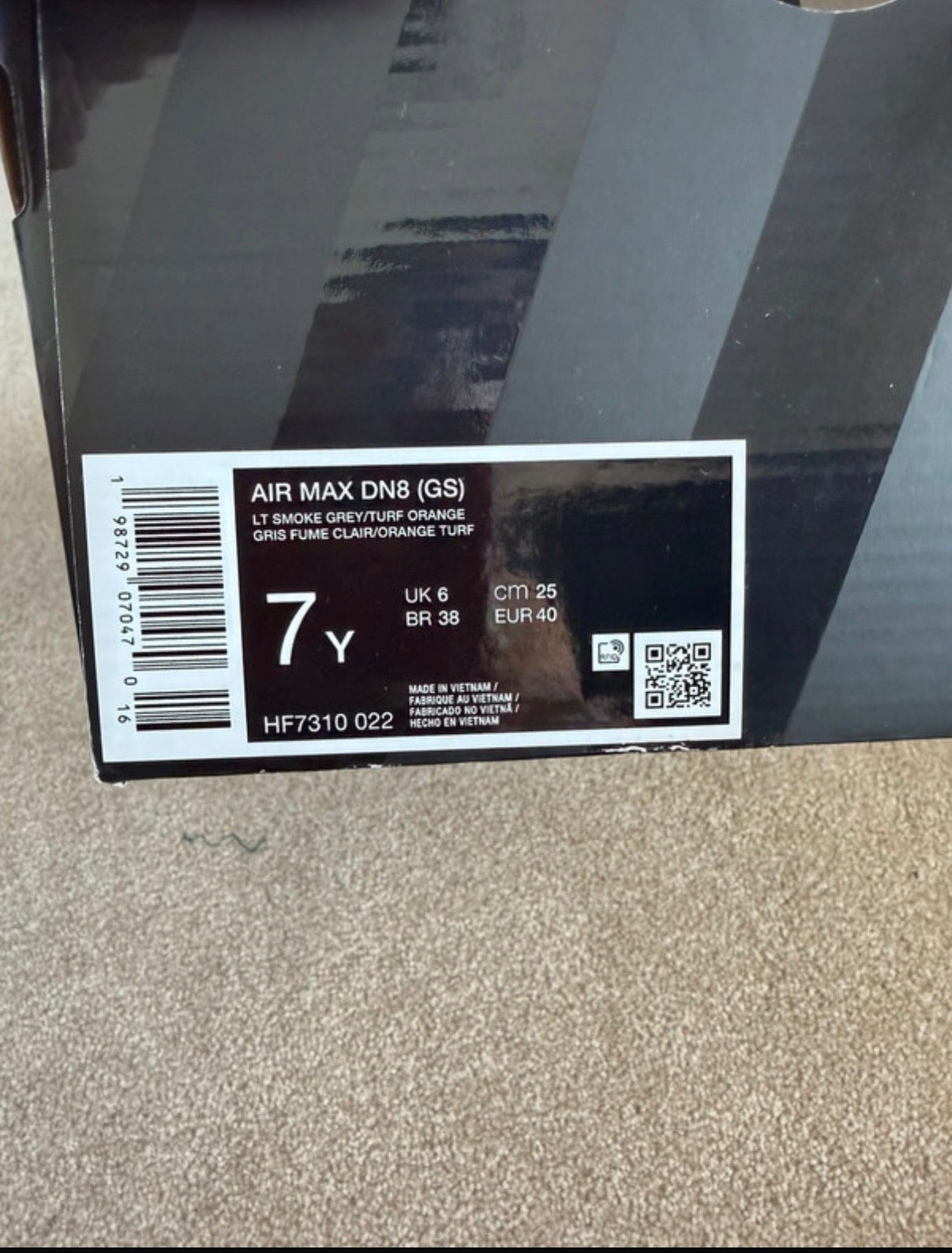 Nike Air Max DN8 (GS) Kids Trainers UK 6 EU 40 Grey Black Orange HF7310 022