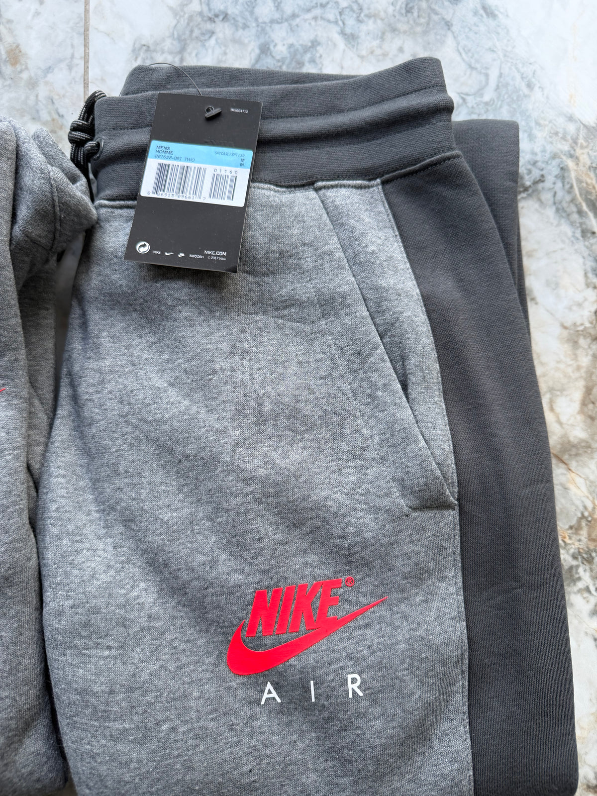 Nike Air Men's 2pc Hoodie & Track Pants Tracksuit Full Zip Pockets Grey Medium