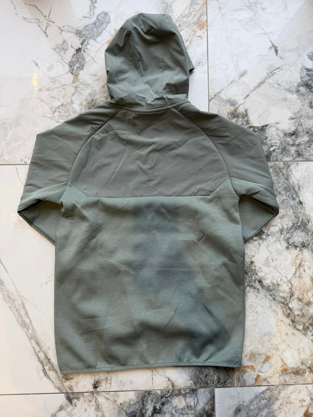 Montirex Men's Green Full Zip Fleece Hooded Hoodie w/ Logo Pockets Size S FITS MEDIUM