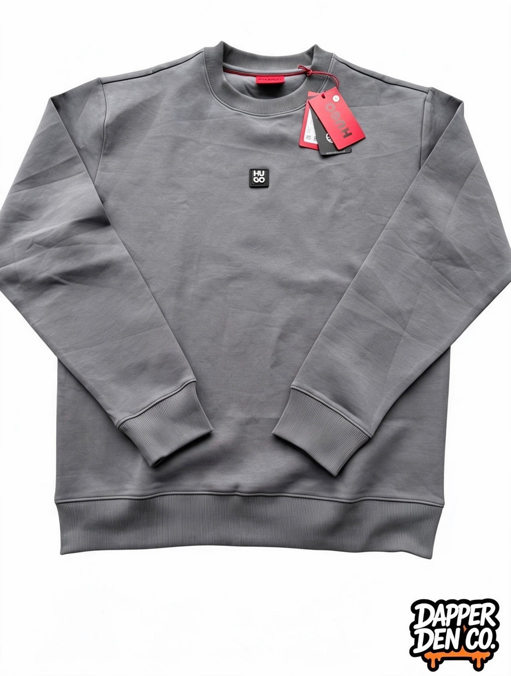 HUGO Men's Grey Crew Neck Pullover Logo Sweatshirt Size Large 50533689