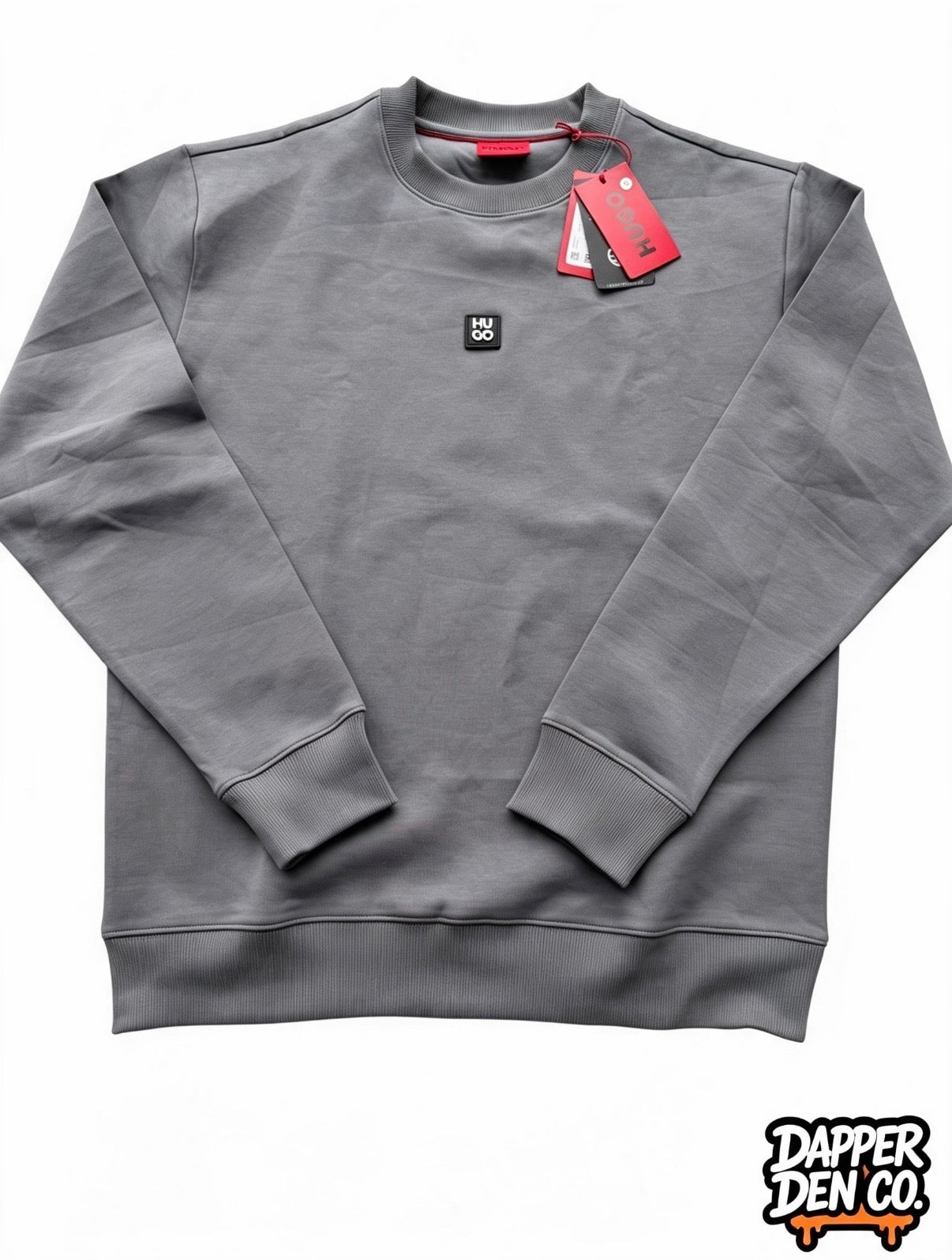 HUGO Men's Grey Crew Neck Pullover Logo Sweatshirt Size Large 50533689