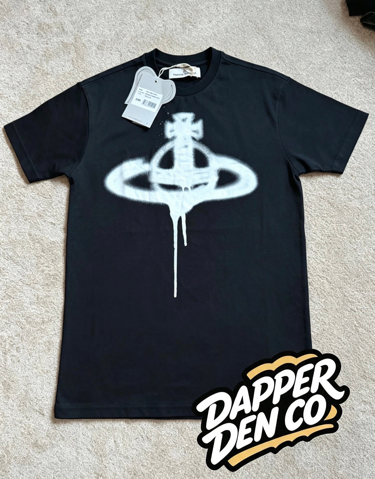 Vivienne Westwood Men’s Black Spray Orb Graphic Print Crew Neck T-Shirt 2XS