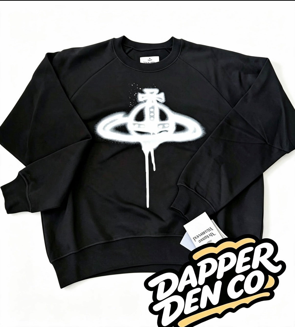 Vivienne Westwood Black Orb Logo Graphic Print Crew Neck Raglan Sweatshirt M