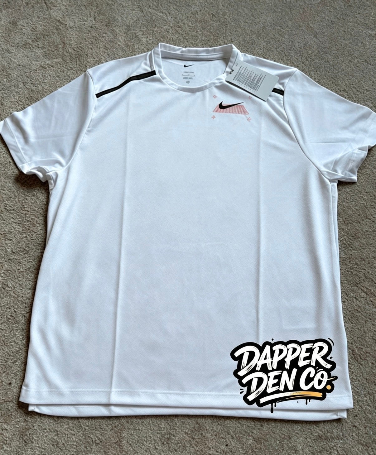 Nike Dri-FIT Men's White Polyester Graphic Logo Crew Neck T-Shirt Size S Miler