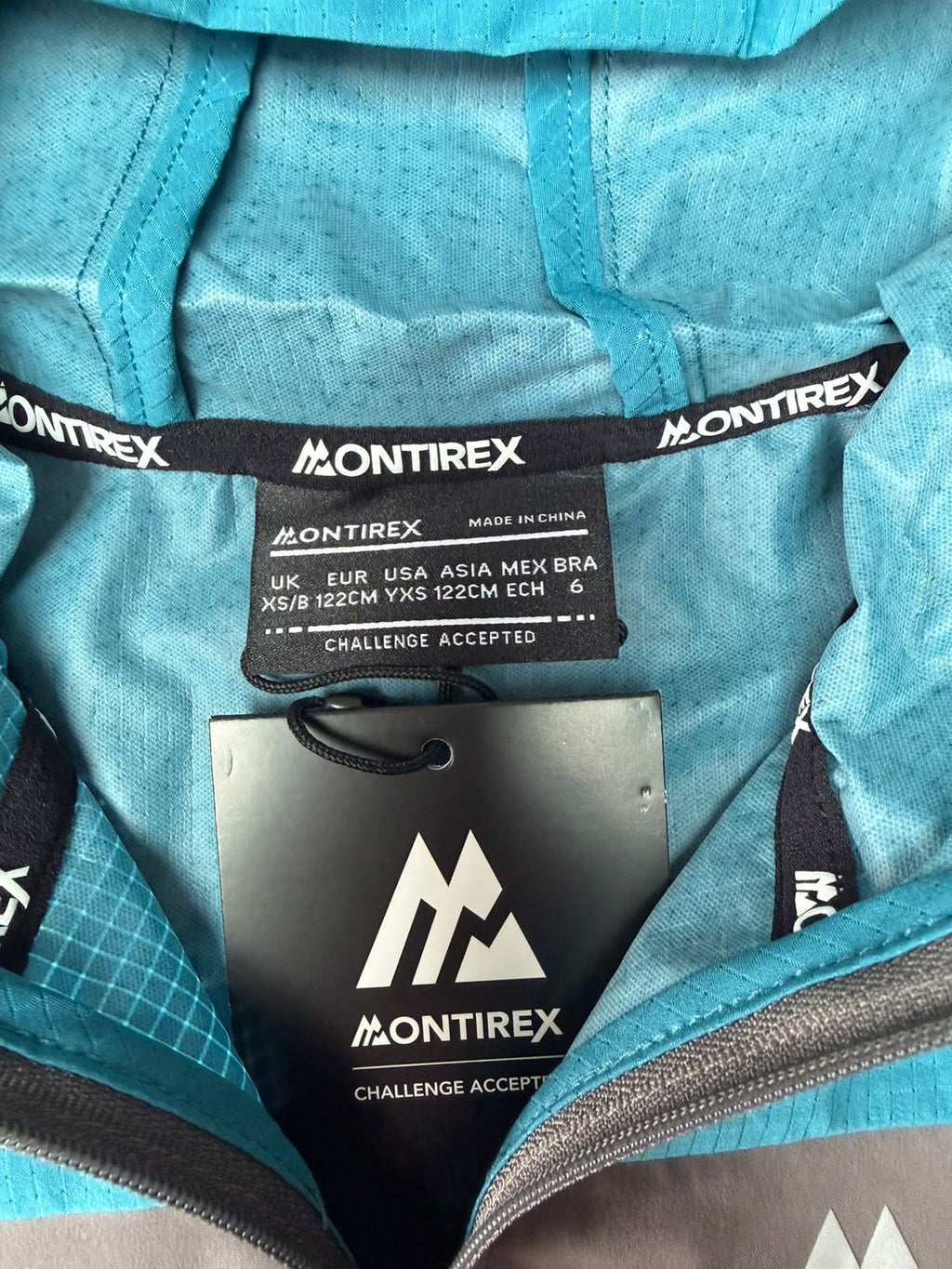 Montirex Boys Hooded Full Zip Jacket Blue/Grey 5-6 Years Ripstop Rain Coat