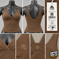 Monitex W Powder Women's V-Neck Stretch Tank Top Brown Size L