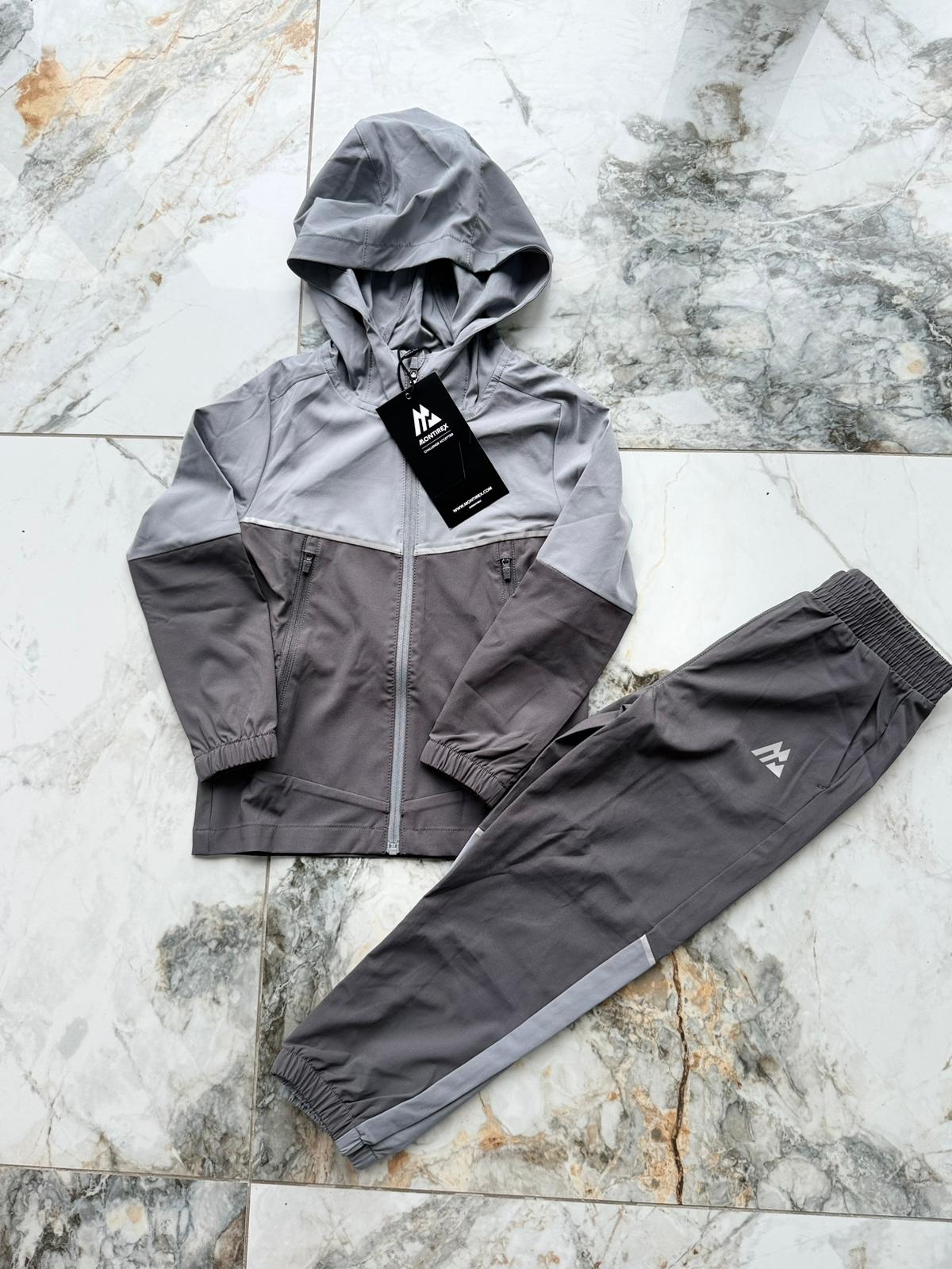 Montirex Boys Grey Hooded Zip Tracksuit Set Jacket & Trousers 3-4 Years