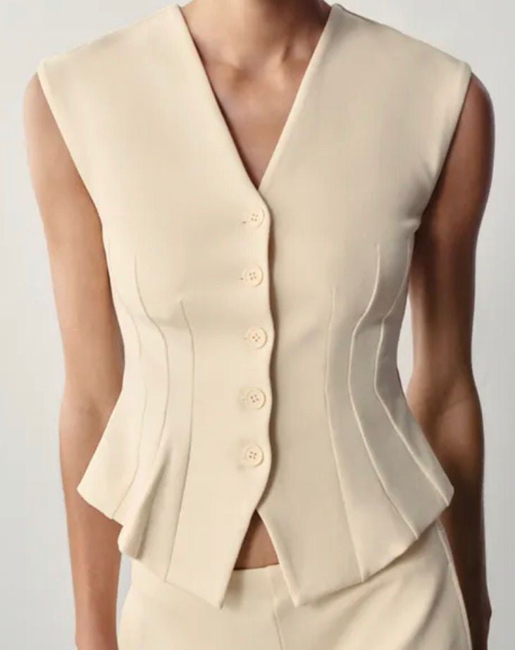 Zara 2 Piece interlock baloon trouser and buttoned waistcoat size S