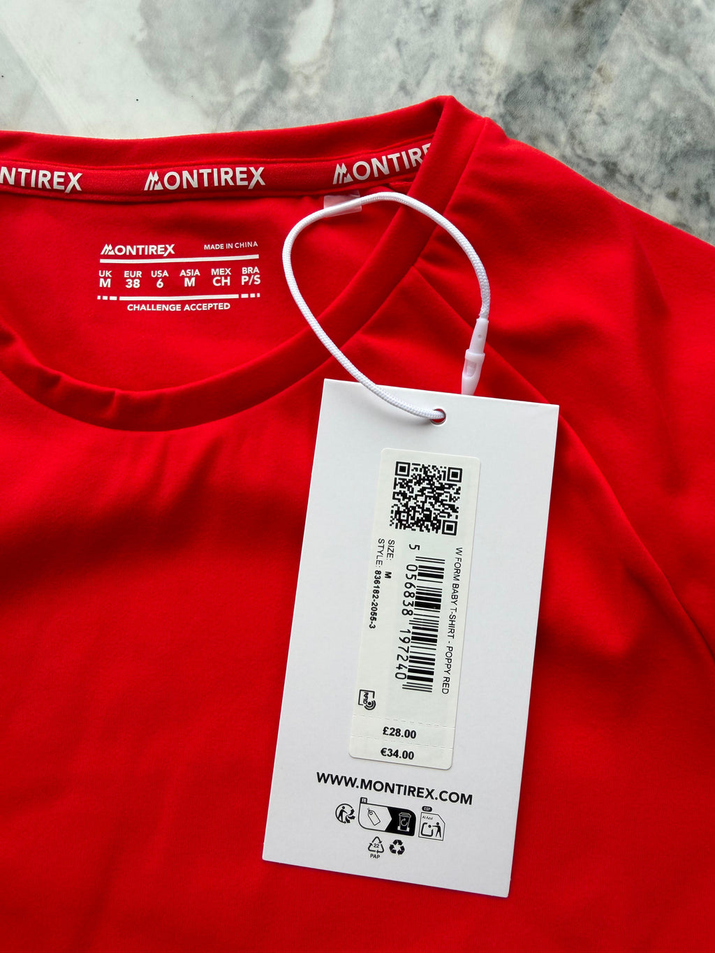 Montirex womens Red Logo Crew Neck Raglan Sleeve Activewear T-Shirt Size M