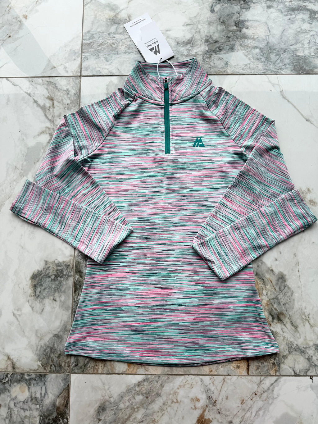 Montirex Women's 1/4 Zip Mock Neck Striped Activewear Top Multicolour XXS
