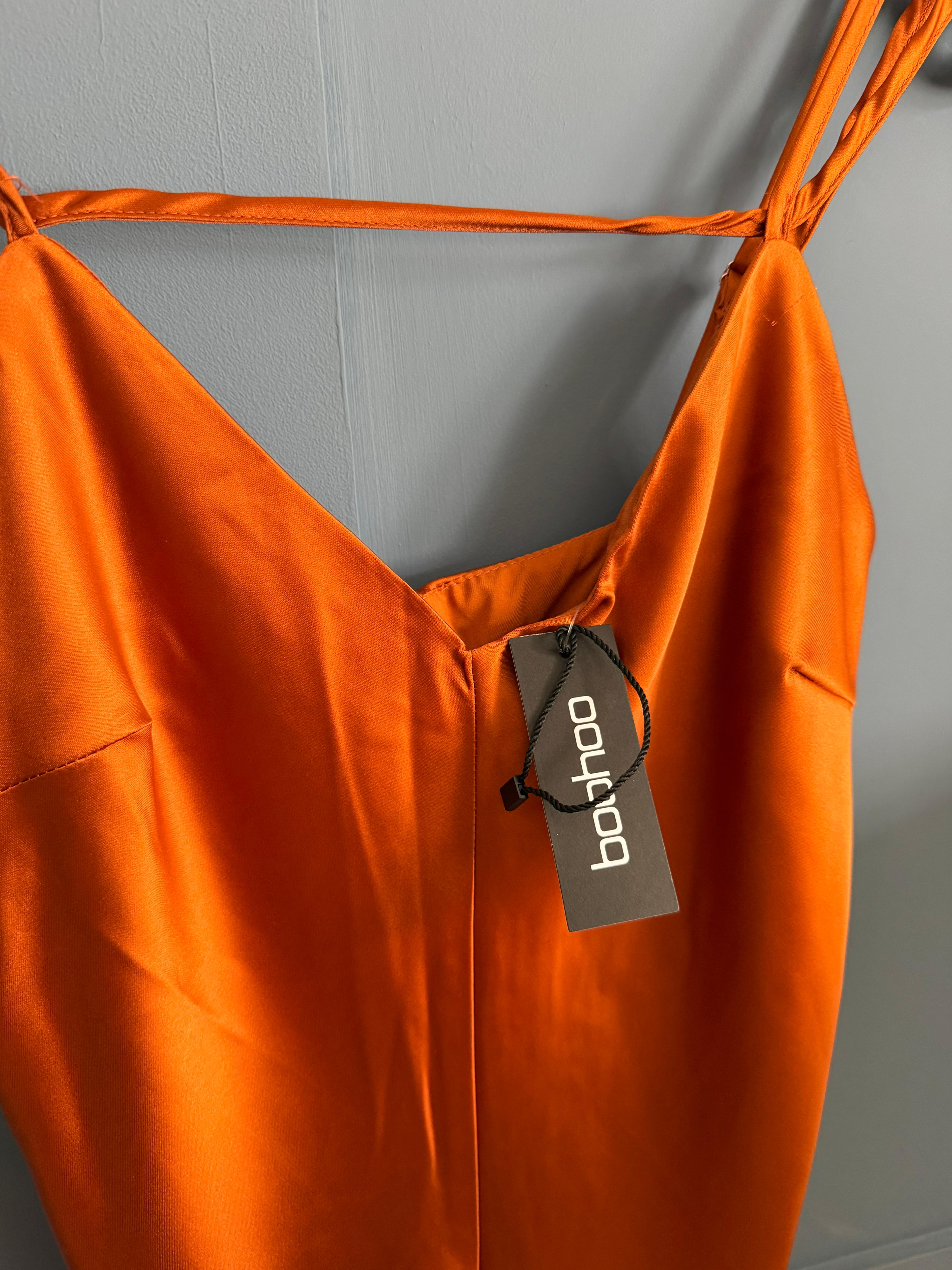 Boohoo Burnt orange Satin Dress size 10