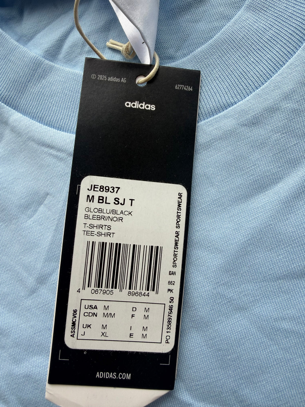 adidas Men’s Blue/Black Logo Crew Neck Short Sleeve T-Shirt M JE8937
