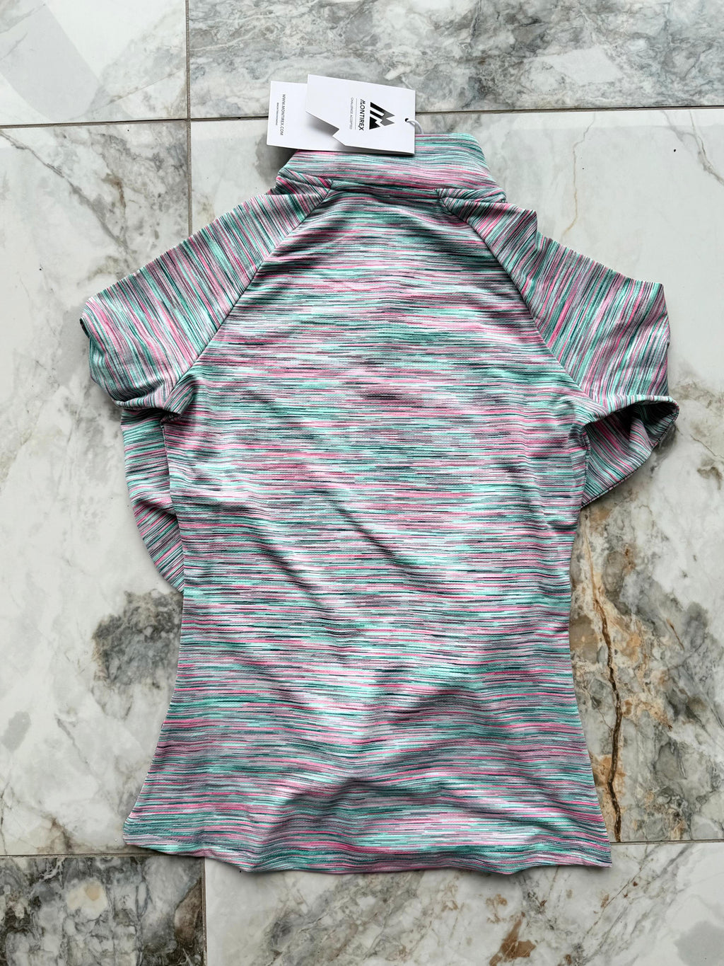 Montirex Women's 1/4 Zip Mock Neck Striped Activewear Top Multicolour XXS