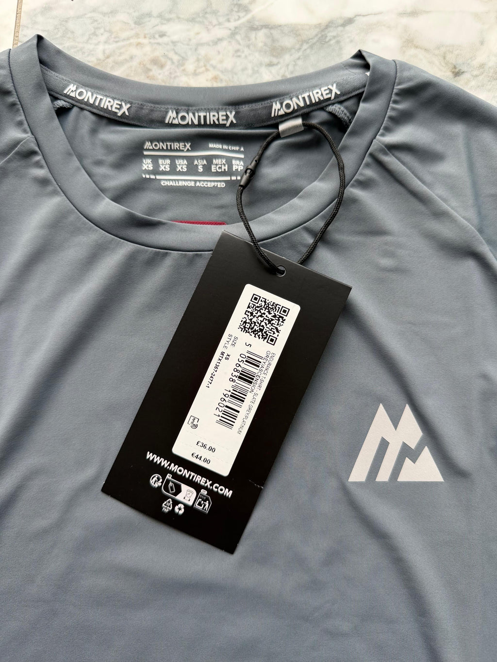 Montirex Men's Grey Polyester enduranceBreathable Logo Crew Neck TShirt Size XS