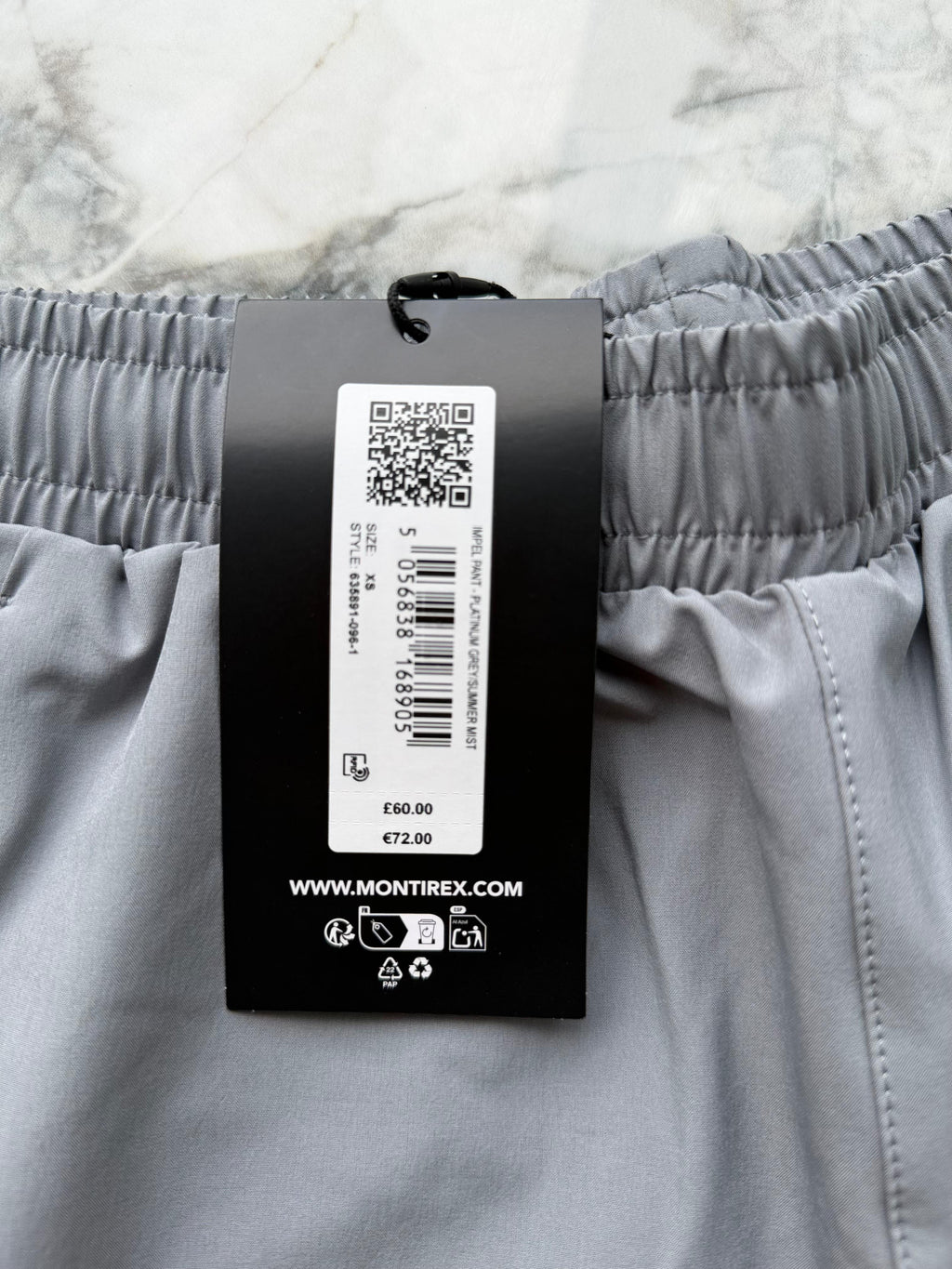 Montirex Men's Grey/Light Blue Polyester Track Pants Pockets MENS XS