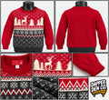 Adults XL Christmas Fair Isle Knit Cotton Pullover Jumper Red Size XL