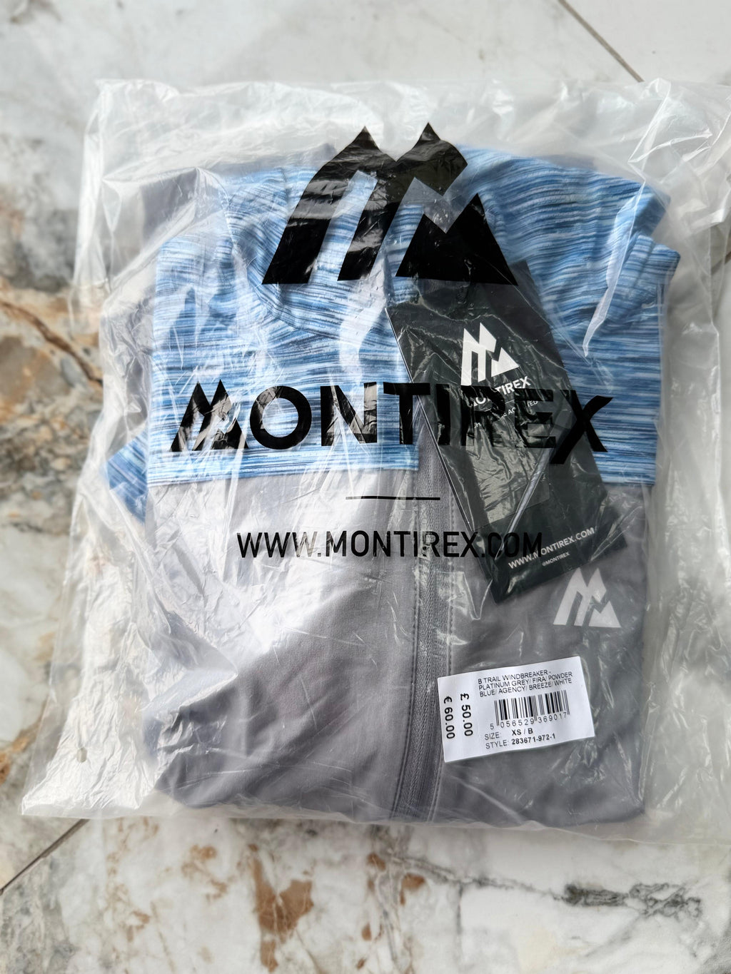 Montirex BOYS B Trail Hooded Full Zip Windbreaker Jacket Blue/Grey XS