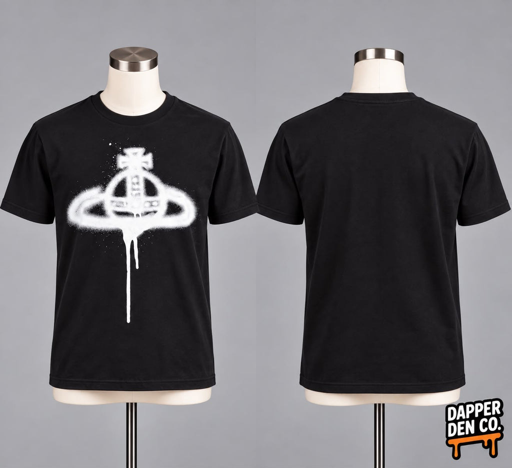 Vivienne Westwood Men’s Black Spray Orb Graphic Print Crew Neck T-Shirt 2XS
