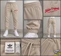 adidas Originals Unisex Beige Fleece Jogger Trousers Drawstring Tapered L