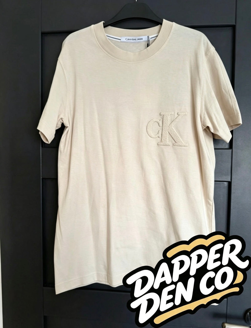 Calvin Klein Jeans Men’s Beige Logo Crew Neck Short Sleeve T-Shirt Size M