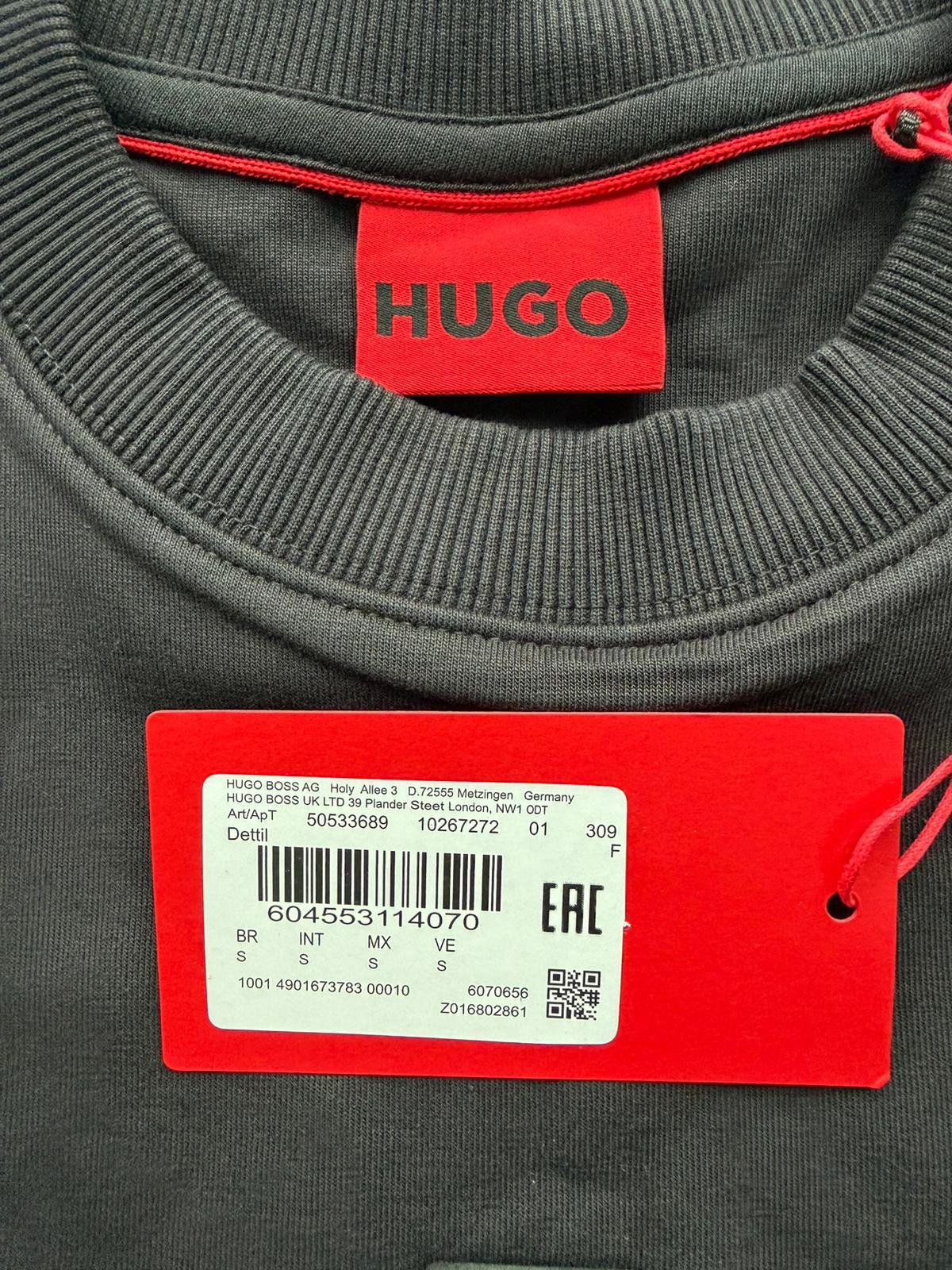 HUGO Men's Black Crew Neck Pullover Logo Sweatshirt Size Small 50533689