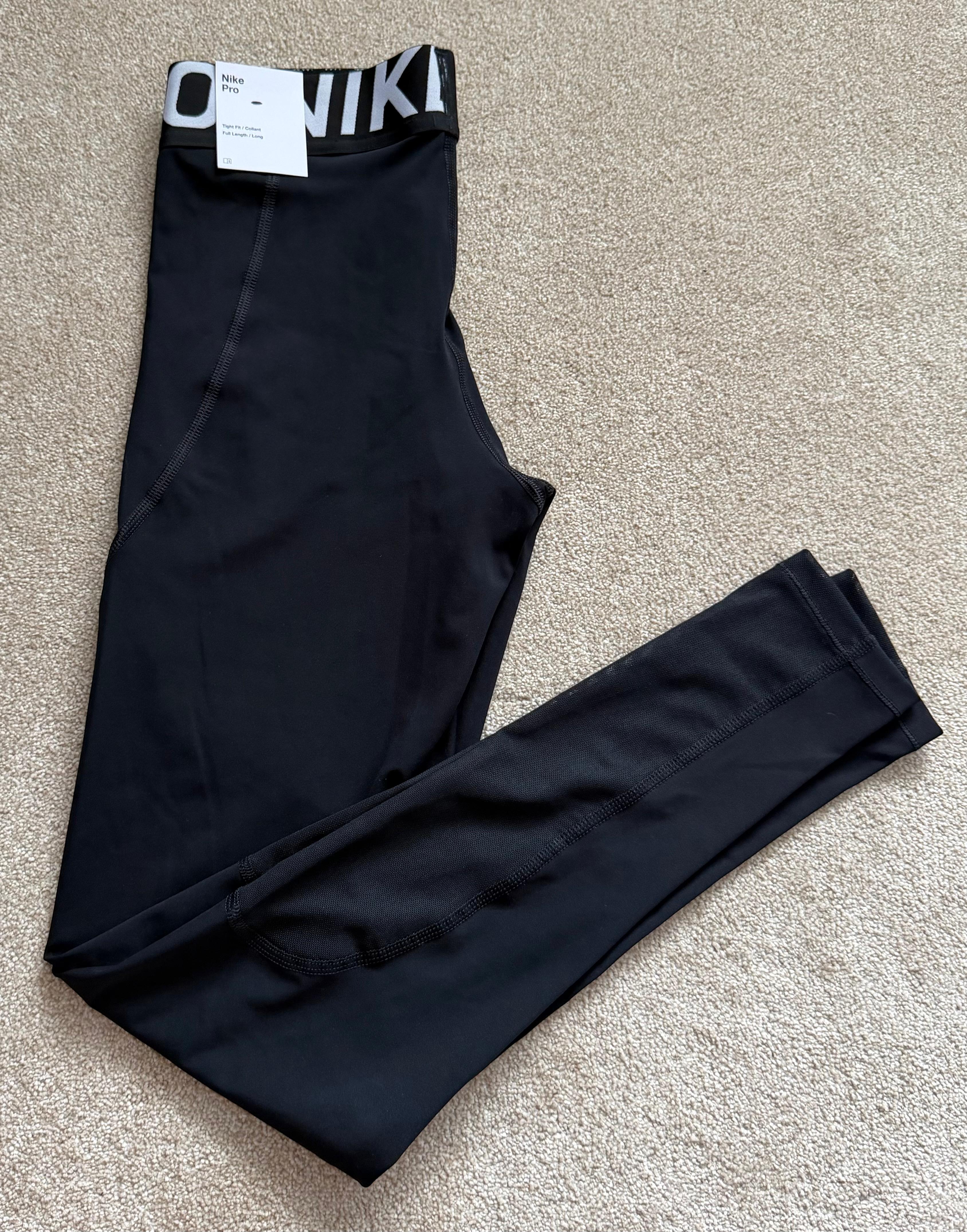 Nike Pro Dri-FIT Women's Crop Top & Full Length Nike Pro Leggings Black Size S
