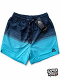 Montirex Men's Swim Shorts S Blue/Aqua Striped Gradient Elastic Waist Mesh Lined