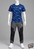 Montirex BOYS Grey/Black Colourblock trousers/ Tshirt Set cargo Size L 12-13 years XXs